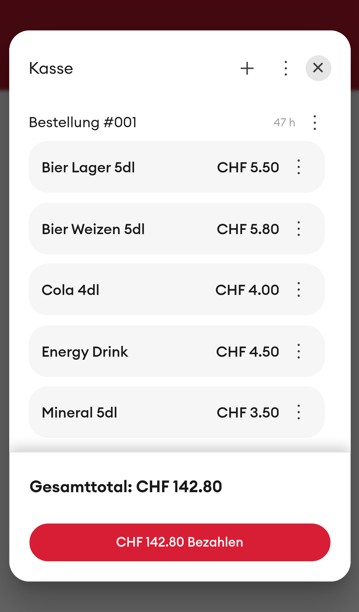 Offene Bestellungen - Detailansicht (Mobile)