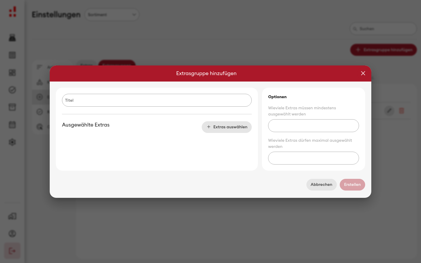 Extrasgruppe hinzufügen - Dialog (Desktop)