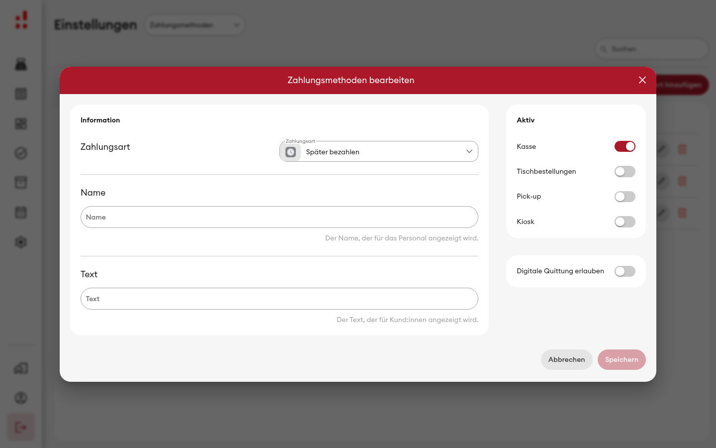 Zahlungsmethode bearbeiten - 'Später bezahlen' (Desktop)