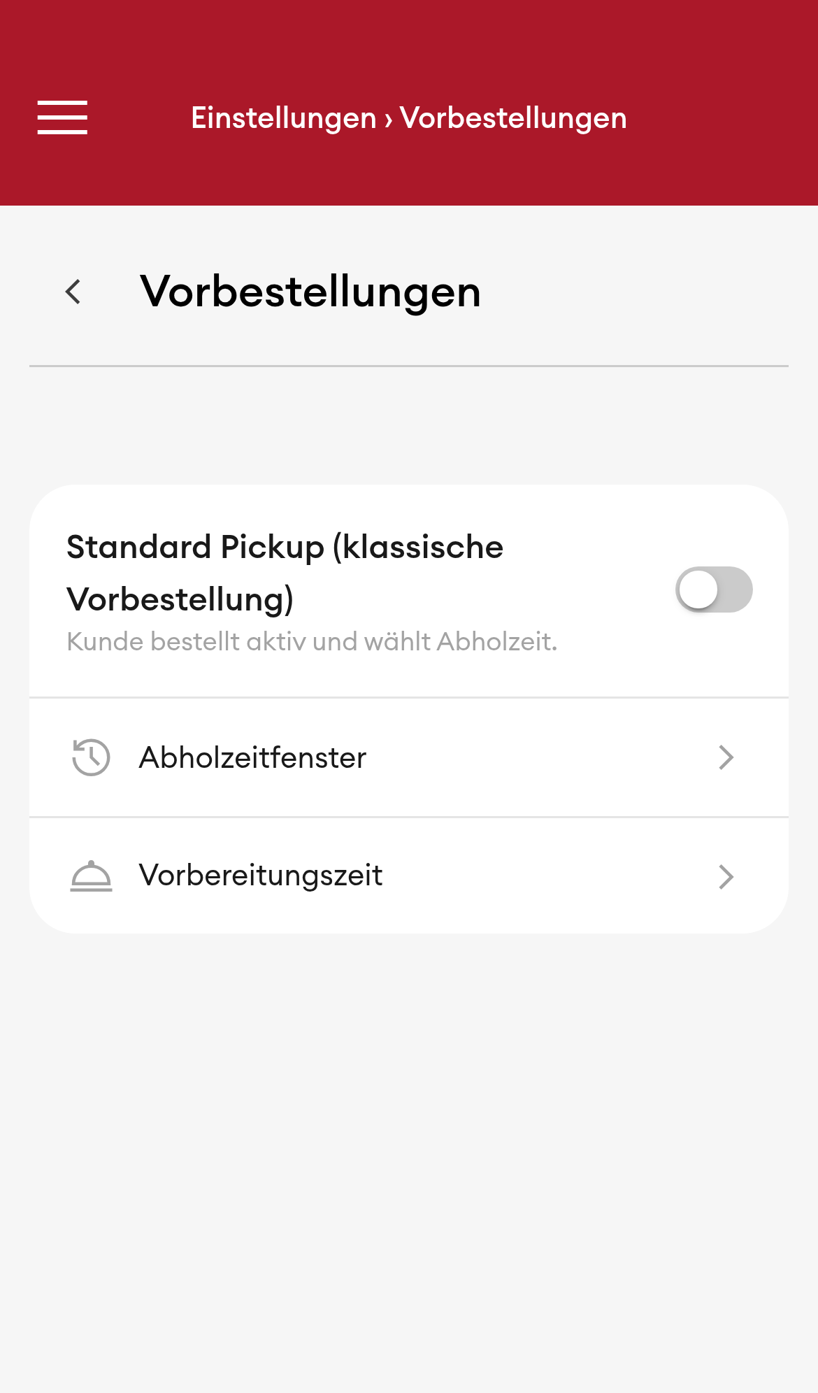 Vorbestellungen - Übersicht (Mobile)