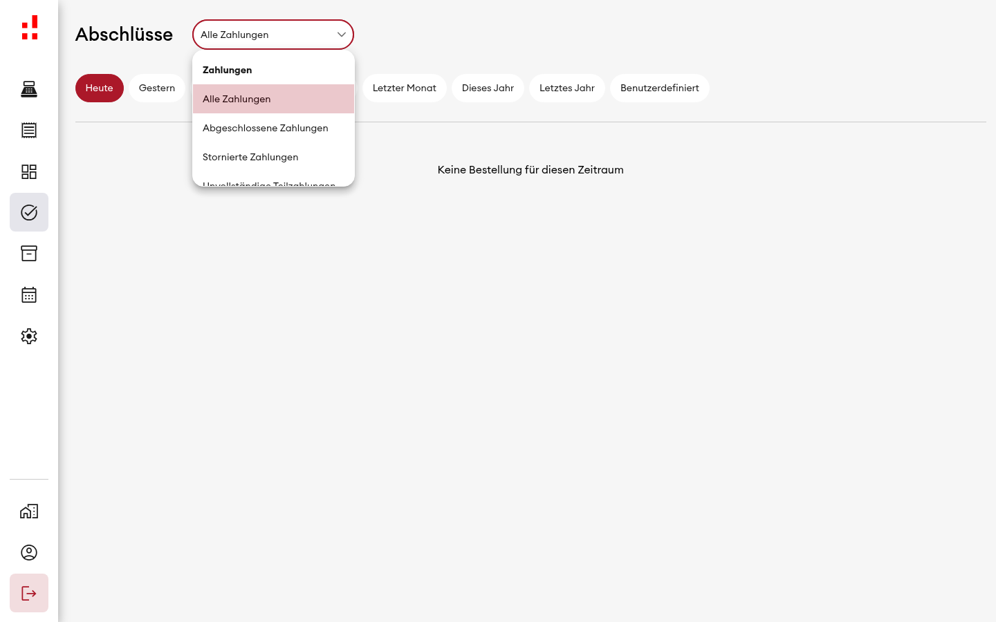 Abschlüsse - Bericht-Dropdown (Desktop)