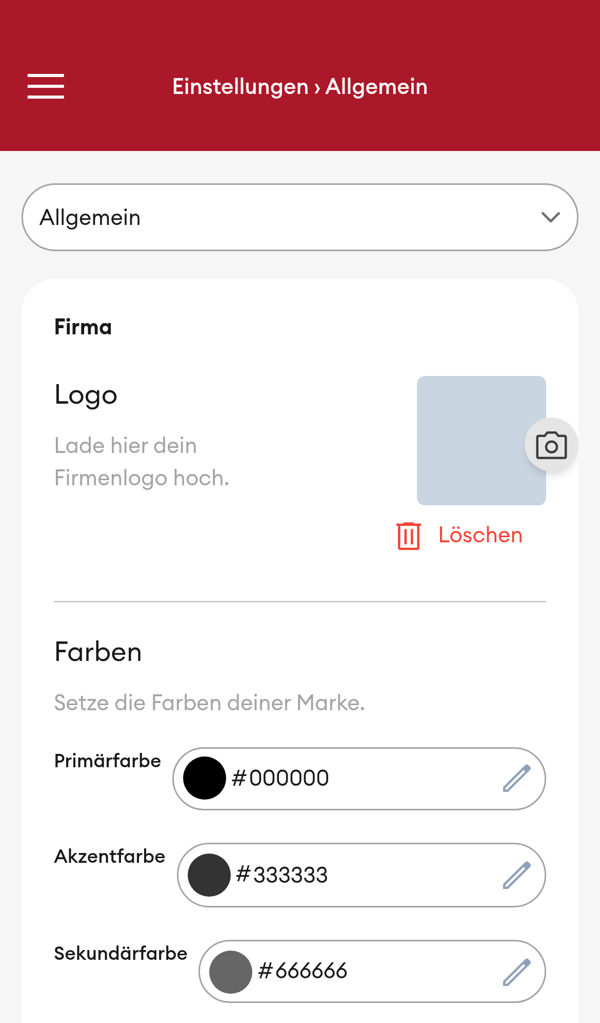 Einstellungen > Allgemein - Übersicht (Mobile)