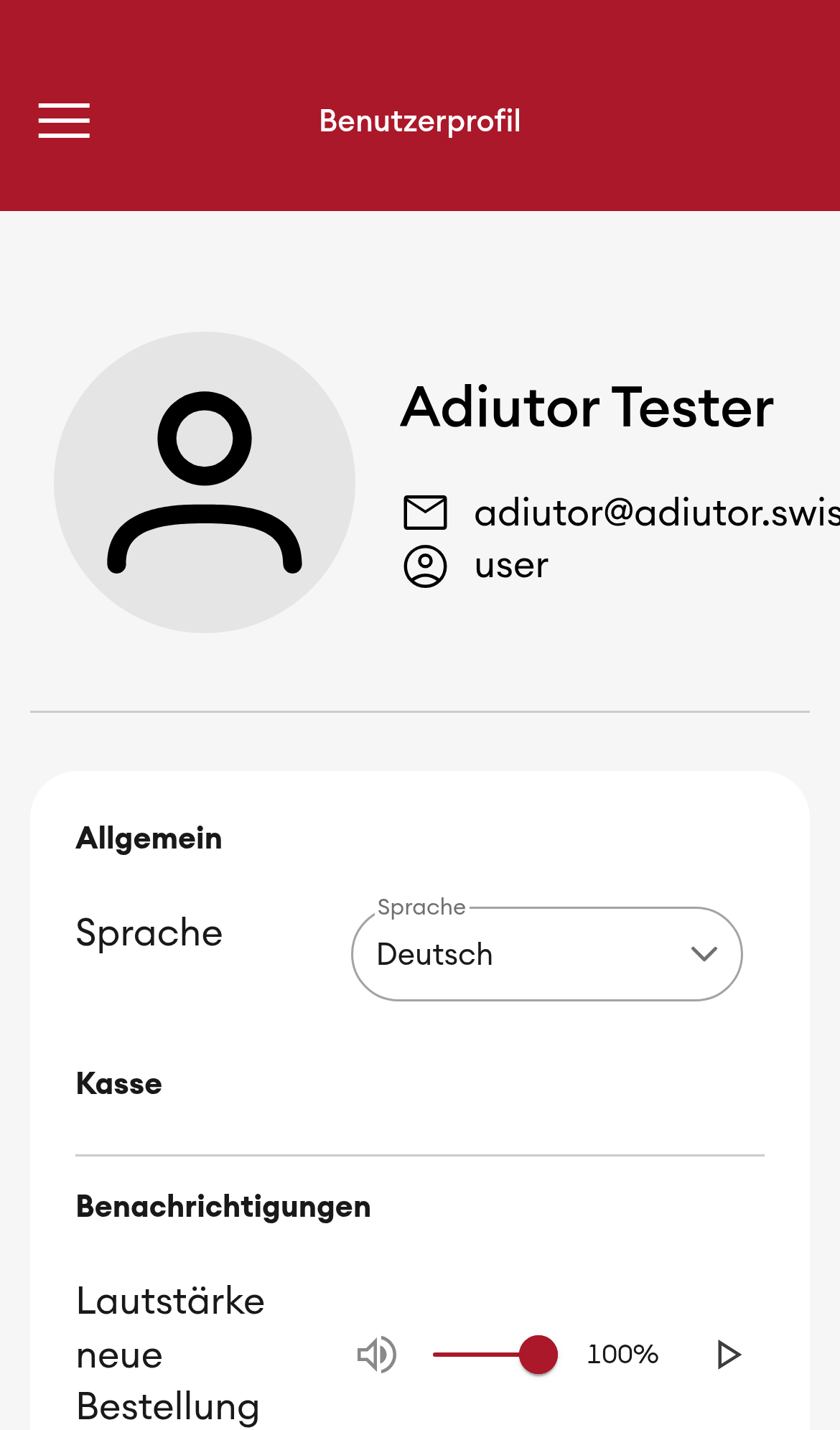 Benutzerprofil - Übersicht (Mobile)