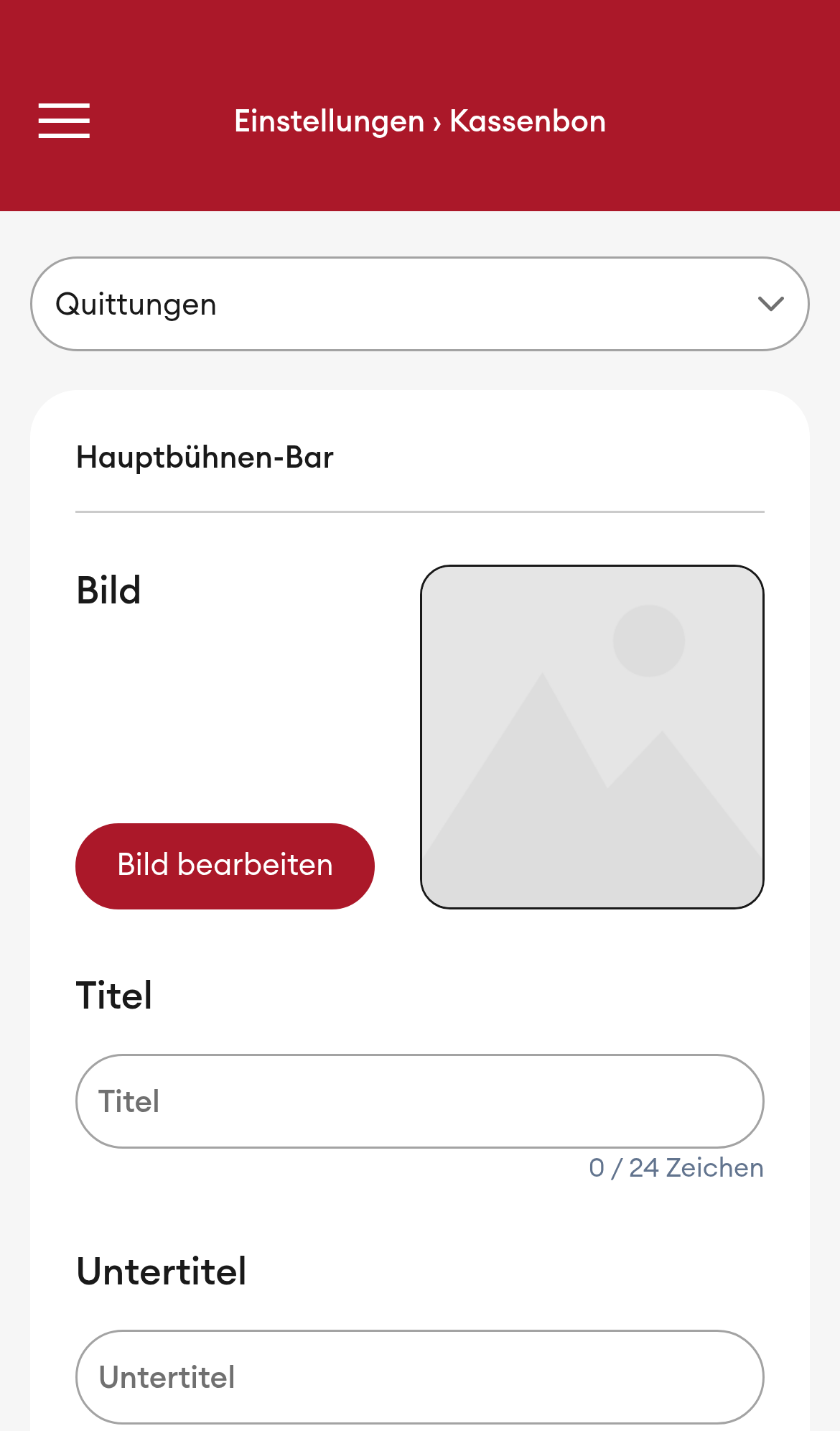 Einstellungen > Quittungen (Mobile)