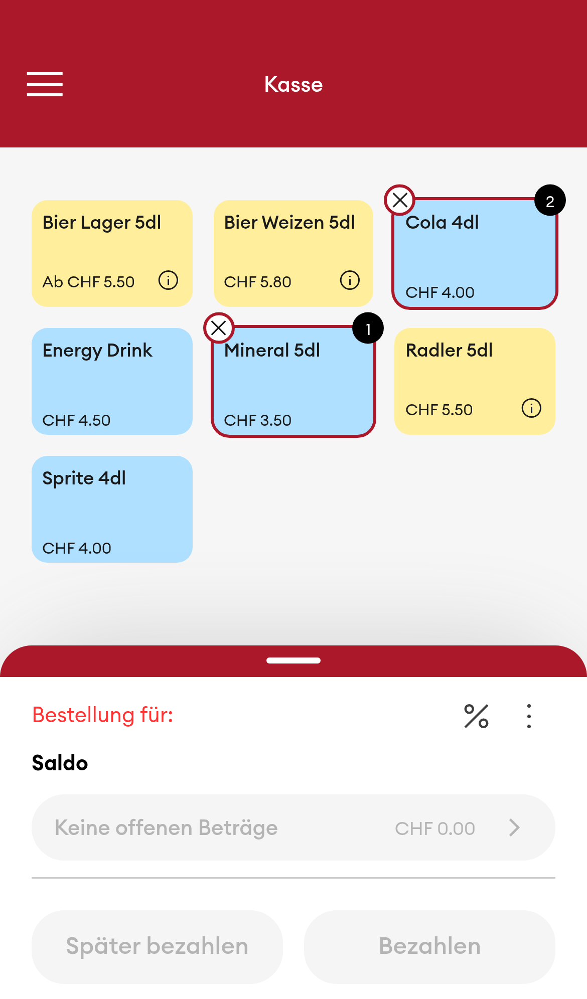 Bestellvorgang - mehrere Artikel, Menge erhöhen (Mobile)
