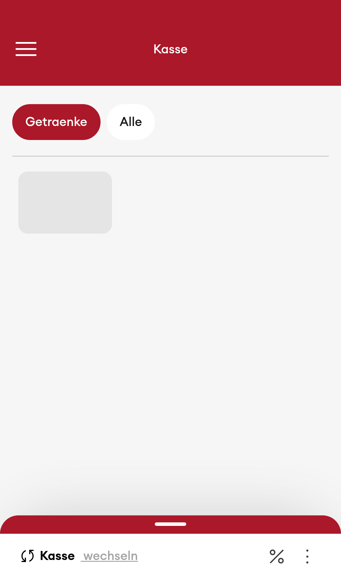 Hauptkategorien - Tab an der Kasse (Mobile)