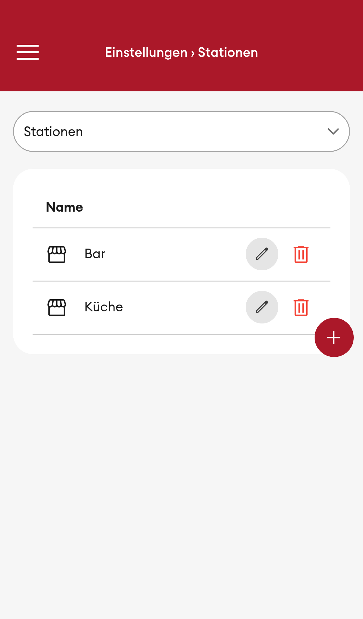 Stationen - Liste (Mobile)