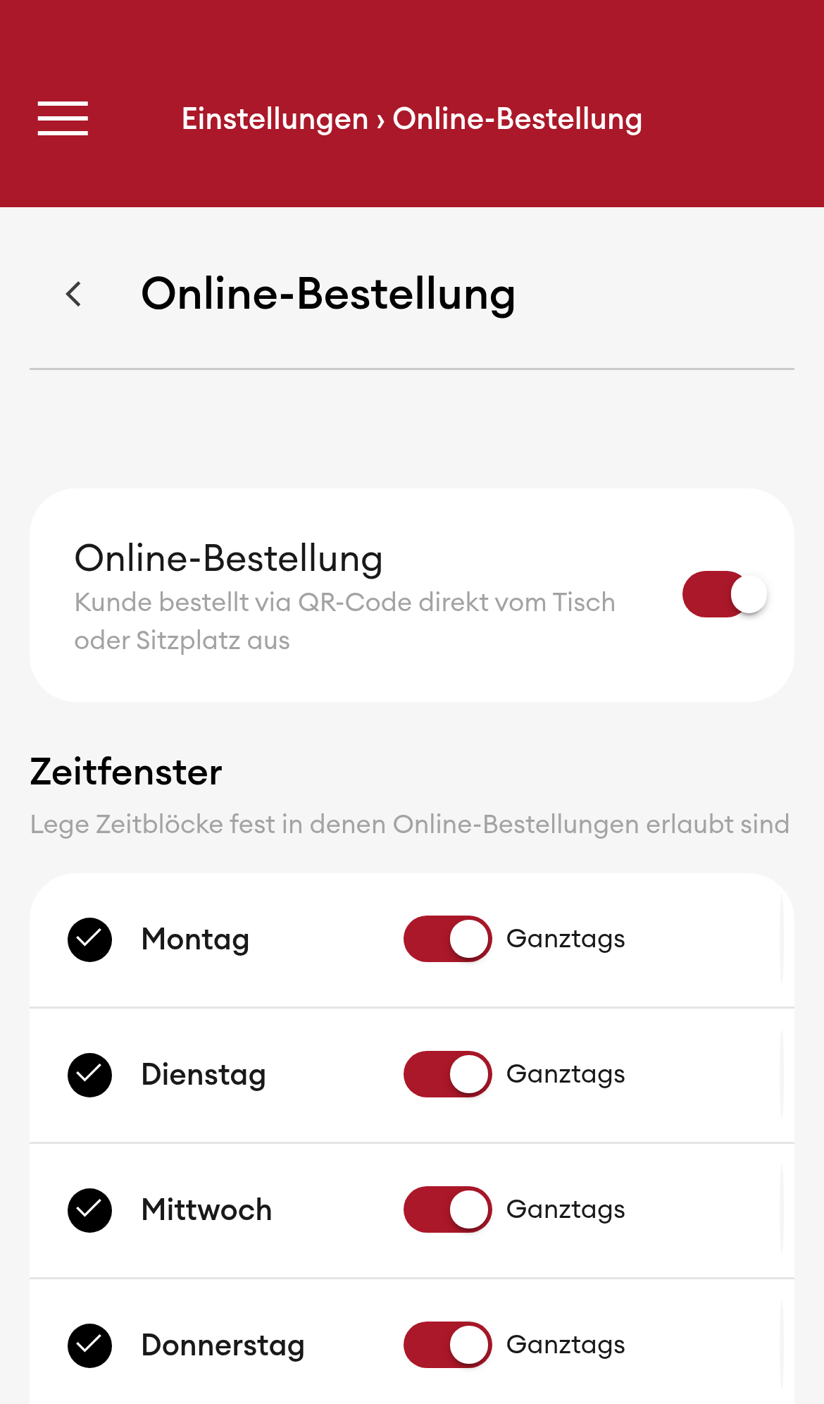 Online-Bestellung - Detailseite mit Zeitfenster (Mobile)